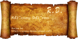 Récsey Dénes névjegykártya